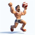 Pixel Art Volleyball Player: Photorealistic 8-bit Cartoon Character