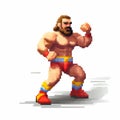Pixel Wrestler Vector Illustration In The Style Of Bob Eggleton