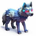 Pixel Art Wolf Creature: A Three-dimensional Puzzle With Bold Shadows