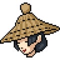 pixel art woman ancient strawhat Royalty Free Stock Photo