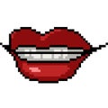 pixel art woman mouth smirk