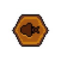 Pixel art wooden mute sound button icon graphic design vector Royalty Free Stock Photo