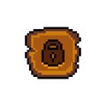 Pixel art wooden padlock button icon graphic design vector Royalty Free Stock Photo