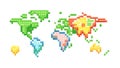 Pixel art world map, retro digital geography, global connectivity, vector design Generative AI Royalty Free Stock Photo