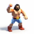 Pixel Man Wrestler: Voxel Art With Hyper-realistic Details