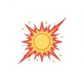Pixel Art Yellow Sun with Red Burst on White Background in Star Pattern Royalty Free Stock Photo