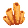 Pixel art yellow tubular coral. Ocean and sea flora and fauna 8-bit illustration for retro video game.