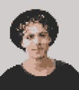 Pixel Art of young unrecognisable man portrait