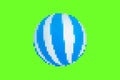 Pixel artwork illustration of blue striped ball toy