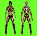 Pixel artwork illustration of sci-fi female warrior in suit Royalty Free Stock Photo