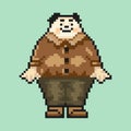 Pixel avatar of a fat bald man, vector icon. A man\'s image for social media, games, or web profiles.