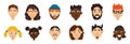 Pixel avatars. Hero character minimalistic game portrait concept. Cartoon player network account icon design collection Royalty Free Stock Photo