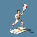 Pixel Art Badminton Man: Conceptual Sculpture In 8-bit Style Royalty Free Stock Photo