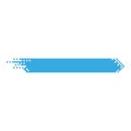 Pixel banner. Header, footer color layout with mosaic edges. Horizontal title tag with pixels. Labels pixelated