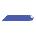 Pixel banner. Header, footer color layout with mosaic edges. Horizontal title tag with pixels. Labels pixelated