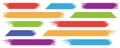 Pixel banner. Header, footer color layout with mosaic edges. Horizontal title tags with pixels. Labels pixelated