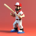 Hyperrealistic Voxel Art Of Neo Baseball Player