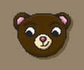 Pixel bear face illustration. Cute brown bear head. 8-bit animal icon Royalty Free Stock Photo