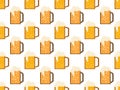 Pixel beer seamless pattern. Glass of beer pixel art. 8 bit mug, pixel drinks. Graphic style of video games from the 90s. Design