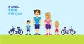 Pixel bike family, pixelated illustration