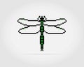 Pixel 8 bit dragonfly. Animal pixels in vector