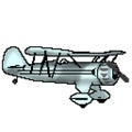 Pixel 8 bit drawn blue antique plane Royalty Free Stock Photo