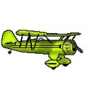 Pixel 8 bit drawn lime antique plane Royalty Free Stock Photo