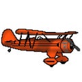 Pixel 8 bit drawn orange antique plane Royalty Free Stock Photo