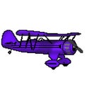 Pixel 8 bit drawn purple antique plane Royalty Free Stock Photo