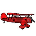 Pixel 8 bit drawn red antique plane Royalty Free Stock Photo
