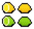Pixel 8 bit lemon and lime pack - isolated, vector