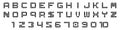 Pixel block alphabet font. Led display font. Digital scoreboard alphabet letters.