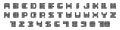 Pixel block alphabet font. Led display font. Digital scoreboard alphabet letters. Royalty Free Stock Photo