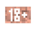 18+ pixel blur sign. Blurred effect for protection. Content censorship concept Royalty Free Stock Photo