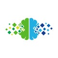 Pixel Brain Logo Icon Design Royalty Free Stock Photo