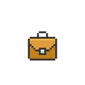 Pixel briefcase logo image. Vector illustration of an 8 bit game