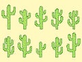 Pixel cactus icon set. Cacti in pixel art style, 8-bit graphics in the style of the 90s. Retro design for printing, wrapping paper
