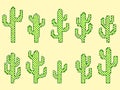 Pixel cactus icon set. Cacti in pixel art style, 8-bit graphics in the style of the 90s. Retro design for printing, wrapping paper Royalty Free Stock Photo