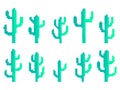 Pixel cactus icon set isolated on white background. Cacti in pixel art style, 8-bit graphics in the style of the 90s. Retro design