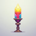 Colorful Fantasy Realism: Pixel Art Graphic Design On A Glowing Candle