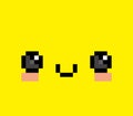 Pixel Cartoon Happy Face Isolated