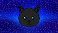 The pixel cat moves with his eyes and shows the tongue against the background of space and stars. Ready to use in any