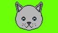 The pixel cat moves with his eyes and shows the tongue on a green screen . Ready to use in any project.