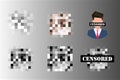 Pixel censored signs. Black censor bar concept. Censorship rectangle.