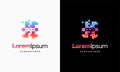 Pixel Chat Discuss logo designs vector, Conversation logo template