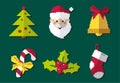 Vector set of Christmas stickers in pixel art style. New Year Icons Royalty Free Stock Photo