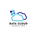 pixel cloud logo design template. data server cloud logo vector Royalty Free Stock Photo