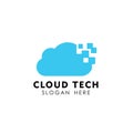 pixel cloud logo design template. data server cloud logo vector Royalty Free Stock Photo