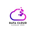 pixel cloud logo design template. data server cloud logo vector Royalty Free Stock Photo