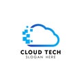 pixel cloud logo design template. data server cloud logo vector Royalty Free Stock Photo